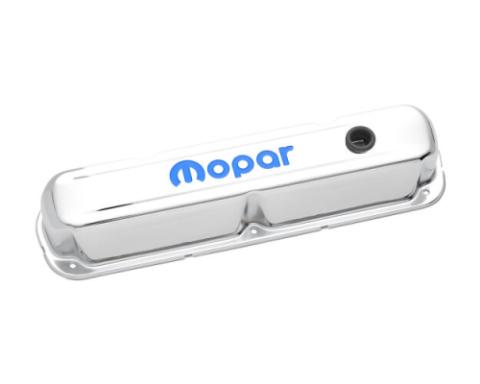 Engine Valve Covers Steel Chrome Mopar Emblem Fits LA/Small Block Engines Proform