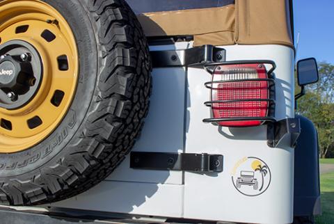 Jeep CJ/YJ Tailgate Tire Stop  76-95 CJ and Wrangler YJ Powdercoat Black Kentrol