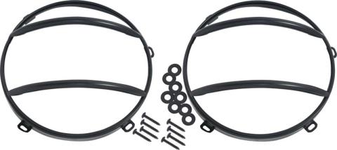 Jeep JK Euro Headlight Guards Pair  07-18 Wrangler JK Powdercoat Black Kentrol