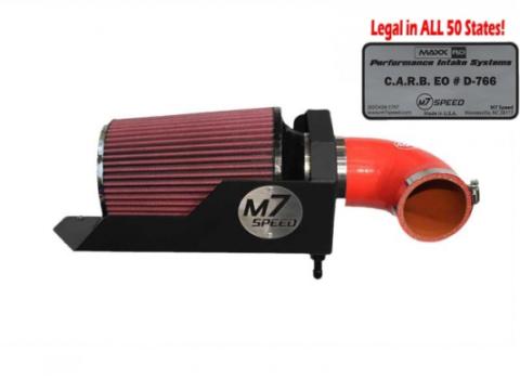 Gen 2 High Flow Intake System Black Powdercoated Aluminum HSG Red 8 Ply Cotton Filter Red Silicone Elbow M7 Speed