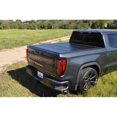 19-25 Ram Flush Mount Hard Folding Tonneau Cover Truck Bed Topper 5 Foot 7 Inch Without Rambox and /or 60/40 Multifunction Tailgate Black Leer