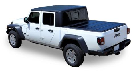 20-25 Jeep Gladiator Flush Mount Hard Folding Tonneau Cover Truck Bed Topper 5 Foot With or Without Track Black Leer