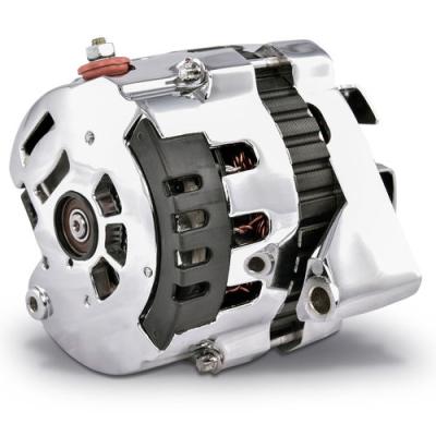 CS130 Alternator 160 AMP Chrome Finish 1-Wire GM CS130 Style w/ Internal Regulator, V-Pully, and External Fan Proform