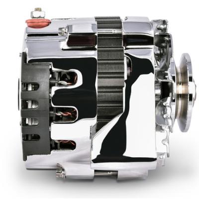 CS130 Alternator 160 AMP Chrome Finish 1-Wire GM CS130 Style w/ Internal Regulator, V-Pully, and External Fan Proform