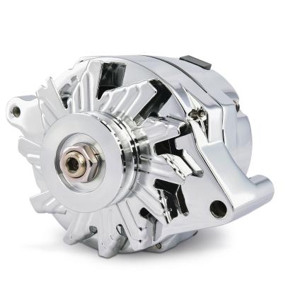 Ford 100 AMP Alternator Chrome Finish 1-Wire GM 10si Style w/ Internal Regulator, V-Pully, and External Fan Proform