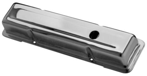 Engine Valve Covers Stamped Steel Short Chrome w/Baffles Fits SB Chevy No Logos Proform