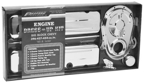 Engine Dress-Up Kit Chrome Steel Fits Big Block Chevy Engines Stock Chrome Proform