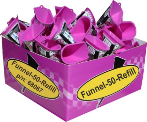 No-Mess' Funnel Refill Pack 50 Pieces of Proform Part #68068 Funnel Units This Is A Refill Package for Proform Part #68069 P.O.P. Store Display That Holds 100 Funnels Sold As One Set of 50 Pieces Proform