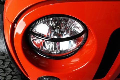 Jeep JK Euro Headlight Guards Pair  07-18 Wrangler JK Textured Black Kentrol