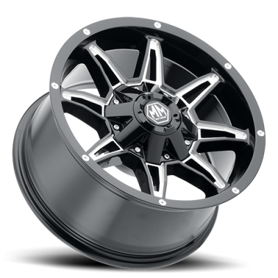 Mayhem Offroad Wheels Rampage 8090 BK 20x9 Milled Spokes Black 0 Off Set 5 Lug 5 BSM 110 Bore Cast Aluminum