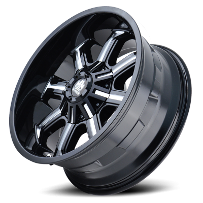 Mayhem Offroad Wheels Beast 8102 BK 17x9 Milled Spokes Black -12 Off Set 5 Lug 4.53 BSM 87 Bore 127 Bolt Circle Cast Aluminum