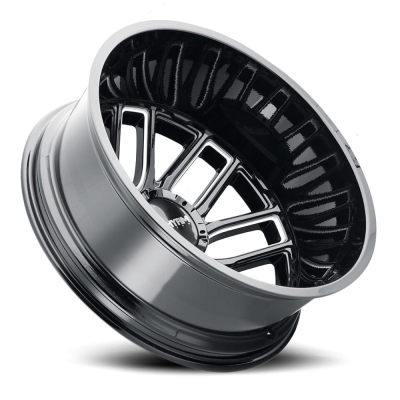 Mayhem Dually Wheels Cogent Dually 8107D 20x8.25 Outer Dually Milled Spokes Gloss Black -192 Off Set 8 Lug -2.93 BSM 121.3 Bore 165.1 Bolt Circle Cast Aluminum