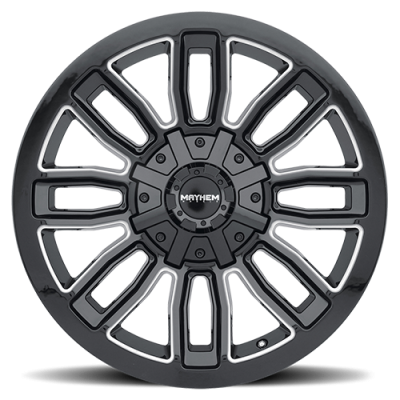 Mayhem Offroad Wheels Decoy 8108 20x10 Milled Spokes Gloss Black -19 Off Set 5 Lug 4.75 BSM 110 Bore Cast Aluminum