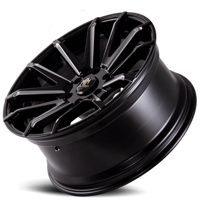 Mayhem Luxury Wheels Crossfire 8109 20x9.5 Milled Spokes Gloss Black 10 Off Set 5 Lug 5.64 BSM 108 Bore Cast Aluminum