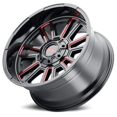 Mayhem Offroad Wheels Apollo 8115 RD 20x9 Prism Red Milled Gloss Black 0 Off Set 5 Lug 5 BSM 110 Bore Cast Aluminum