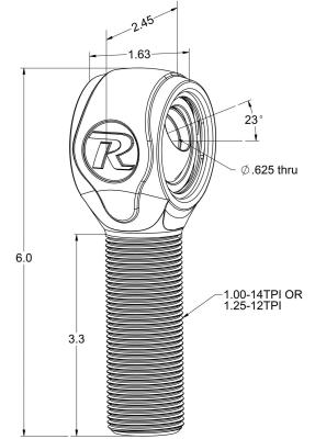 R-Joint Xl 1 -14 Left Hand   Spacers To Create 9/16 Inch I.D And 2-5/8 Inch Width Ridetech