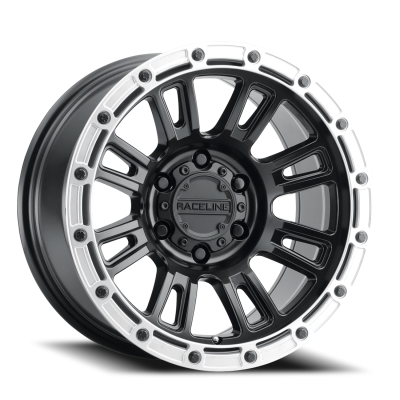 Aluminum Wheels 17x9 Compass 956BS Satin Black Silver Ring -12 Offset 5 on 127 Bolt Pattern 78.1 Bore Raceline