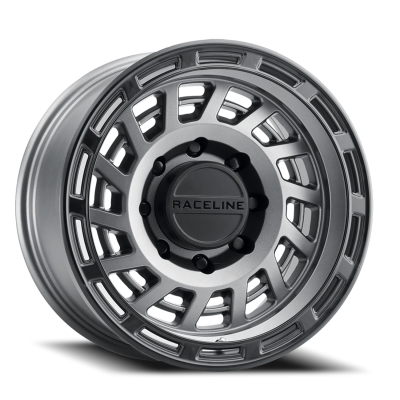 Aluminum Wheels 18x9 Halo 957GB Gunmetal Gray Black Ring -12 Offset 6 on 139.7 Bolt Pattern 106.1 Bore Raceline