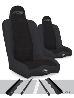 Daily Driver High Back Suspension Seats Kit for 95-01 Jeep Cherokee XJ Pair Black PRP Seats