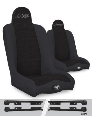 Daily Driver High Back Suspension Seats Kit for Jeep Wrangler JK/JKU Pair Black PRP Seats