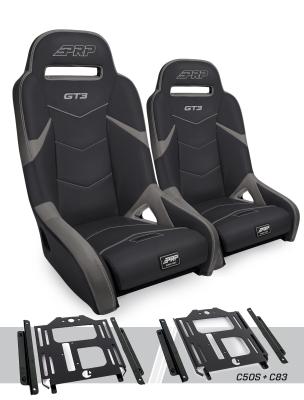 GT3 Suspension Seats Kit for Polaris RZR 570 800 900 Pair Black & Gray PRP Seats