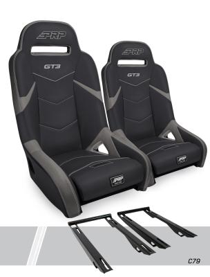 GT3 Suspension Seats Kit for Polaris RZR PRO XP PRO R Turbo R Pair Black &amp; Gray PRP Seats