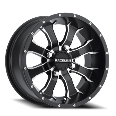 Aluminum Wheels 14x7 Mamba UTV A77 Machined Spokes Satin Black 10 Offset 4 on 110 Bolt Pattern Raceline
