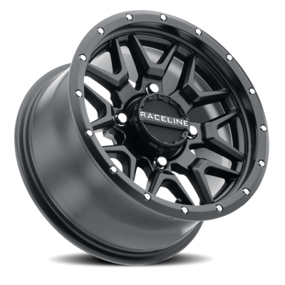 Aluminum Wheels 14x7 Krank Simulated Beadlock UTV A94B Satin Black 10 Offset 4 on 110 Bolt Pattern Raceline