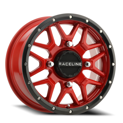 Aluminum Wheels 14x7 Krank Simulated Beadlock UTV A94R Red 10 Offset 4 on 110 Bolt Pattern Raceline