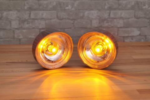 1969 Chevrolet Camaro Black Billet Front Parking Lamps with Revive 1157 Switchback LED Dapper Lighting