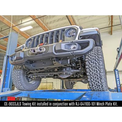 Tow Bar Mounting Kit 18-Up Wrangler JL 20-Up Gladiator w/ Steel Bumper Bolt-On Includes Mounting Plate Tow Bar Attaching Forks Hardware For Use w/ CE-9033F RockJock 4x4