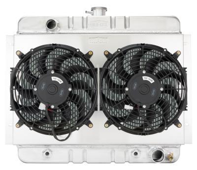 62-67 Chevy Nova Aluminum Radiator And Dual 12 Inch Fan Kit Automatic Transmission Cold Case Radiators