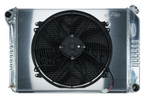 68-79 Nova BB Aluminum Performance Radiator And 16 Inch Fan Kit MT Cold Case Radiators