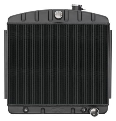 55-56 Tri-5 Chevy 6 Cyclinder Front Mount Aluminum Radiator Black Night Rider Series Cold Case Radiators
