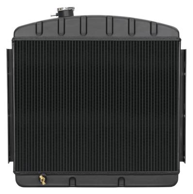 55-56 Tri-5 Chevy 6 Cyclinder Front Mount Aluminum Radiator Black Night Rider Series Cold Case Radiators