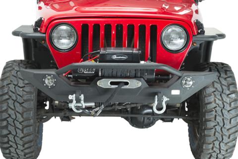 Jeep TJ/YJ Front Bumper W/LED's 87-06 Wrangler TJ/YJ Steel Black Textured Powercoat Fishbone Offroad