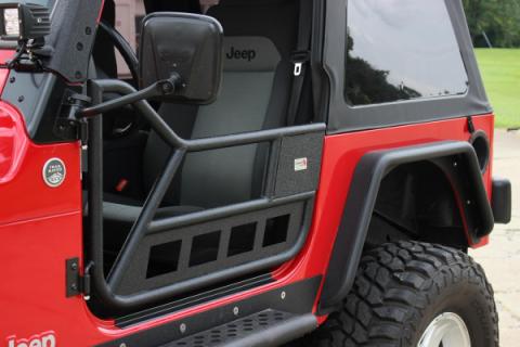 Jeep TJ Front Tube Doors 97-06 Wrangler TJ Black Textured Powdercoat Steel Fishbone Offroad