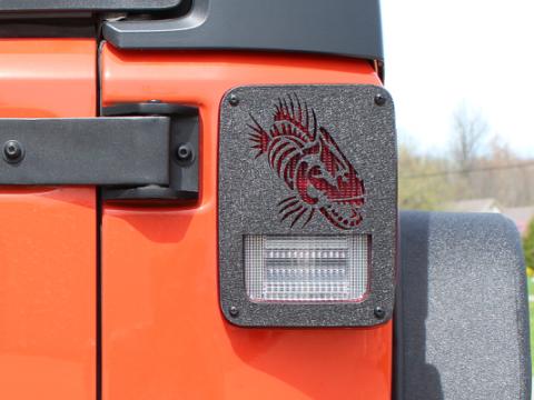 Jeep JK Tail Light Covers 07-18 Wrangler JK Black Textured Powdercoat Fishbone Offroad