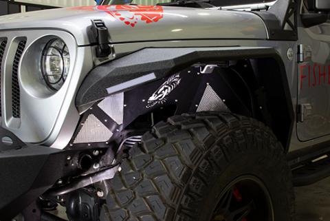 Jeep JL Inner Fenders For 18-Current Wrangler JL Front/Rear Set of 4 Aluminum Black Powdercoat Fishbone Offroad