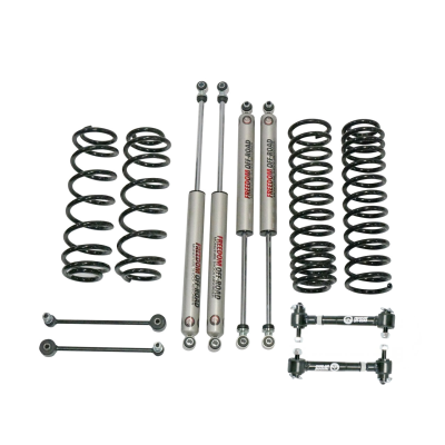 07-18 Jeep JK Wrangler 4 Inch 4DR/4.5 Inch 2DR Lift w/ Coil Springs, Monotube Shocks, Adjustable Front End Link Disconnects, and Fixed Rear End Links Freedom Off Road