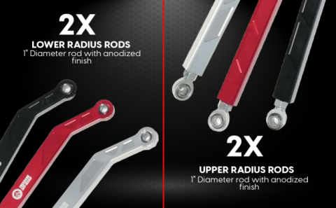 High Clearance Heavy Duty Radius Rod Set(4)-Polished 14-16 Polaris RZR Freedom Off-Road