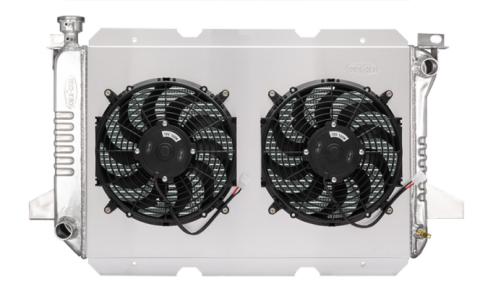 85-96 Ford Truck Coyote Swap Aluminum Radiator and Dual 12 Inch Fan Kit Cold Case Radiators