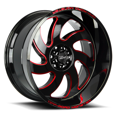 Aluminum Wheels 20x10 M07 GBMLR Series Gloss Black/Candy Red 5 On 127 Bolt Pattern -19 Offset Off Road Monster