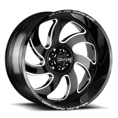 Aluminum Wheels 22x12 M07 GBML Series Milled Gloss Black 5 On 127 Bolt Pattern -44 Offset Off Road Monster