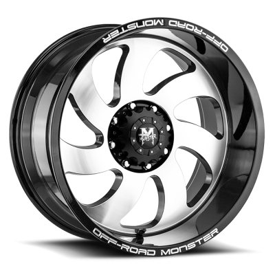Aluminum Wheels 22x12 M07 GBM Series Machined Gloss Black 5 On 139.7 Bolt Pattern -44 Offset Off Road Monster