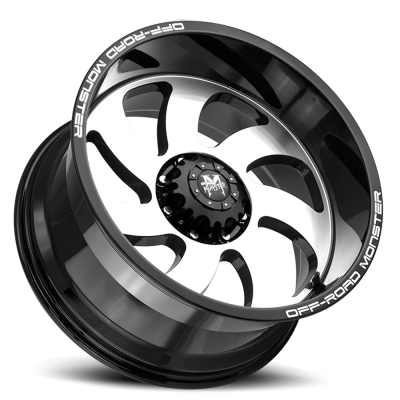 Aluminum Wheels 22x12 M07 GBM Series Machined Gloss Black 5 On 139.7 Bolt Pattern -44 Offset Off Road Monster