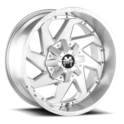 Aluminum Wheels 20x10 M09 BFS Series Brushed Face Silver 5 On 114.3/5 On 127 Bolt Pattern -12 Offset Off Road Monster