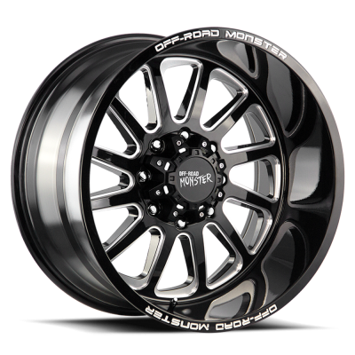 Aluminum Wheels 22x12 M17 GBML Series Milled Gloss Black 5 On 127 Bolt Pattern -44 Offset Off Road Monster