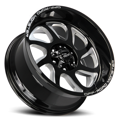 Aluminum Wheels 22x12 M22 GBML Series Milled Gloss Black 5 On 127 Bolt Pattern -44 Offset Off Road Monster