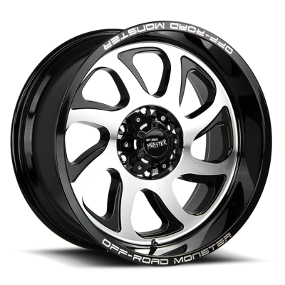 Aluminum Wheels 22x12 M22 GBM Series Machined Gloss Black 6 On 135 Bolt Pattern -44 Offset Off Road Monster